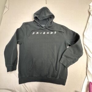 FRIENDS LOGO Licensed Hooded Sweatshirt Heather Hoodie, Black, Size Large